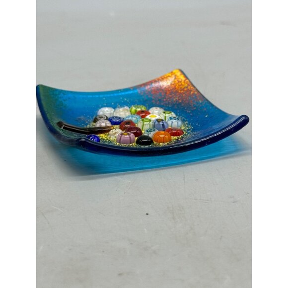 Handmade Italian Glass Square Plate Millefiori Tree Design My Italian Décor READ - Picture 8 of 12